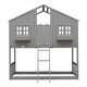 preview thumbnail 8 of 8, Twin over Twin House Bunk Bed with Roof, Window Box and Door, Grey