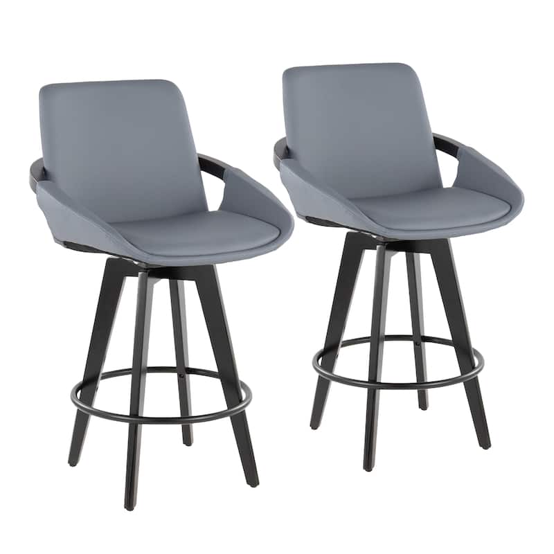 Porch & Den Pugo 26" Fixed-Height Upholstered Counter Stool with Splayed Wood Legs (Set of 2)