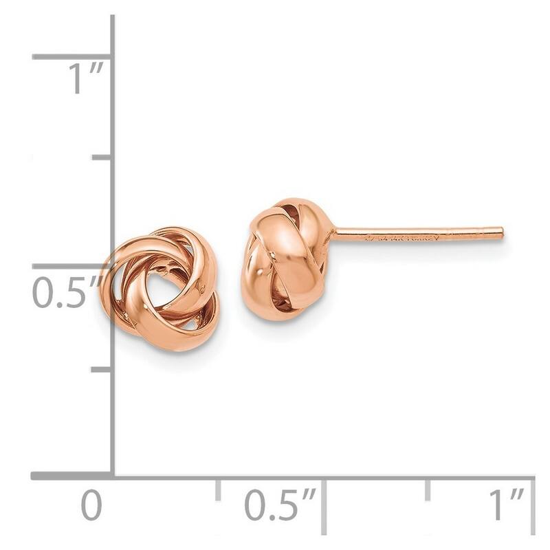 Curata 14k Rose Gold Polished 8mm Love-Knot Stud Post Earrings