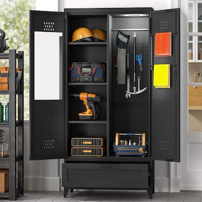 Moasis 71" Tall Metal Storage Cabinet with Doors and Adjustable Shelves