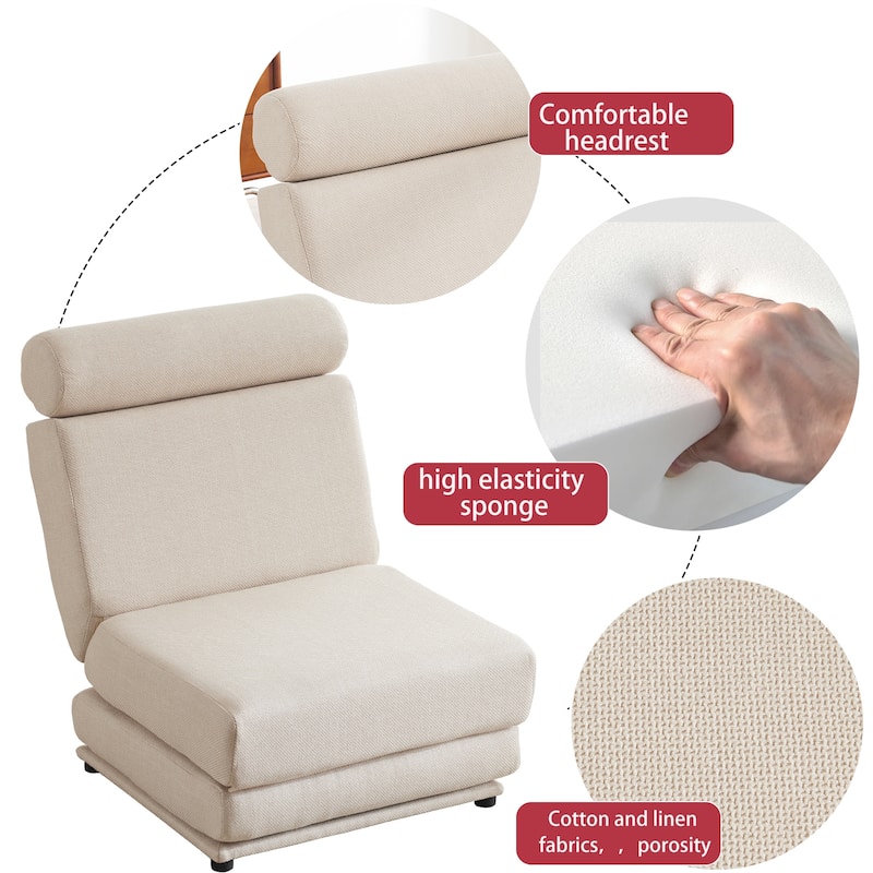 Single Sofa Chair Foldable Bed with Pillow,Portable Sofa Bed,Sofa Chair,Made of Breathable and Wearable Linen