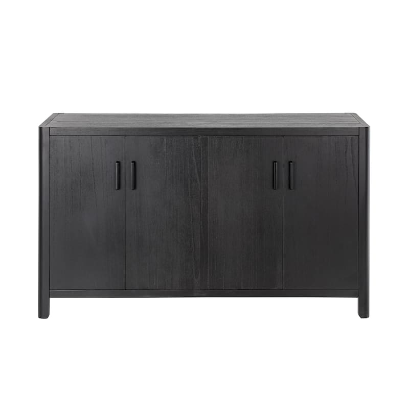 Farmhouse Style 4-Door Cabinet with Natural Finish, A Rustic Accent for Entryways or Small Spaces
