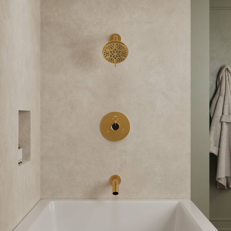 GRANDJOY 2-Function Shower System 5" High Pressure Shower Head and Tub Spout with Valve