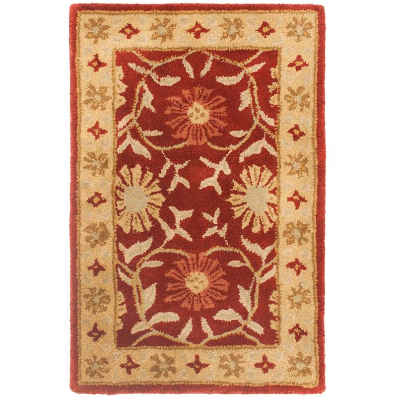 SAFAVIEH Handmade Heritage Villa Screen Traditional Oriental Wool Rug - 2' x 3' - Red/Beige