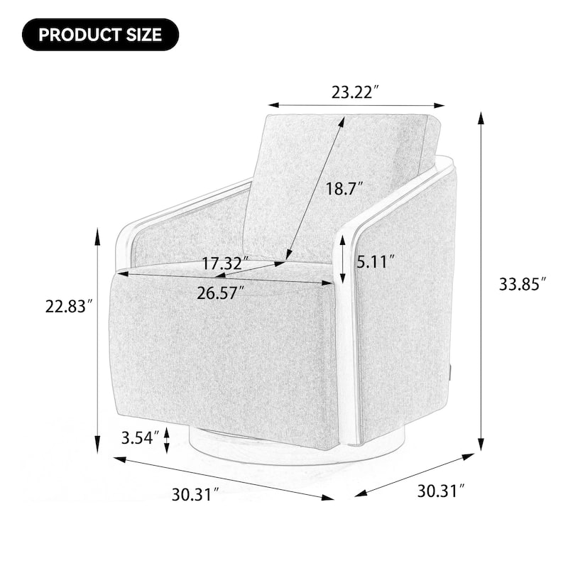 Set of 2 Modern 360° Swivel Accent Barrel Chairs with Wood Arms