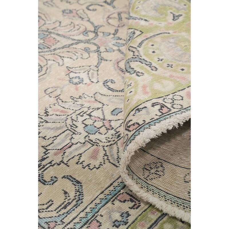 Hand Knotted Oriental 100% Wool Carpet Traditional All-Over Beige & Ivories Tabriz Area Rug - 13' 1'' X 9' 6''
