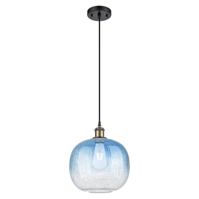 Innovations Lighting Endless Possibilities Ballston - Brookhaven Sphere - 1 Light 11" Cord Hung Mini Pendant - Black Antique Brass/Sapphire Blue