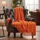 preview thumbnail 61 of 77, Chanasya Textured Boho Knit Throw Blanket With Tassels 50 x 65 Inches - Orange
