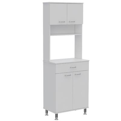 Helis 60 Kitchen Pantry With Drawer, 2 Cabinets, And 4 Legs