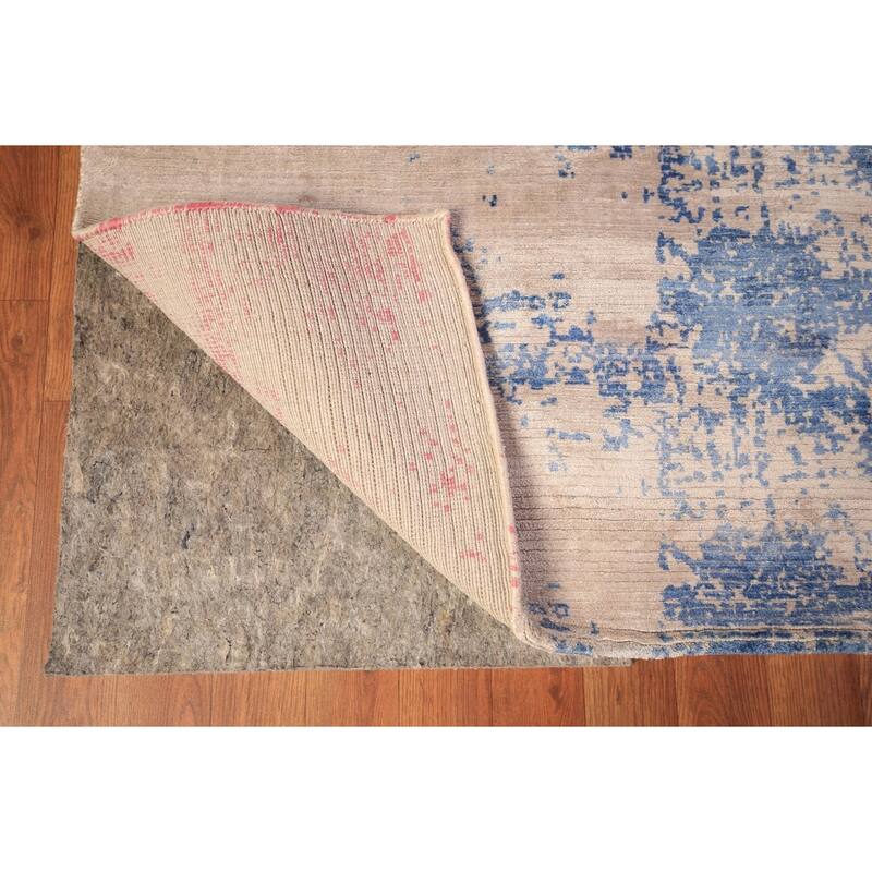 Contemporary Abstract Indian Area Rug Hand-Knotted Wool Carpet - 6'8" x 10'0"
