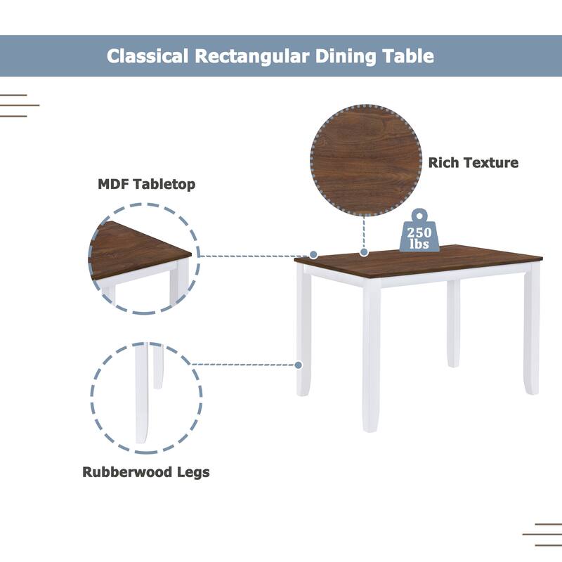 5-Piece Dining Table Set with 4 X-Back Chairs for Small Dining Rooms, Solid Wood Construction with Linen Upholstered Seats