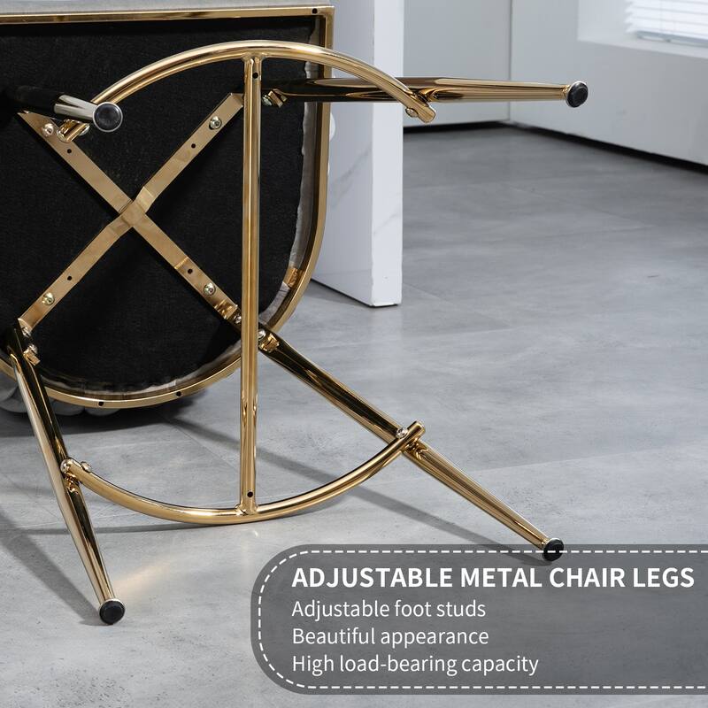 Versatile Counter Height Bar Stools Set of 2 Velvet Armchairs with Wave Braided Curved Back, Golden Chromed Legs and Footrest