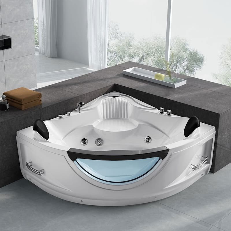 59" X 59" Corner Whirlpool Bathtub With Faucet