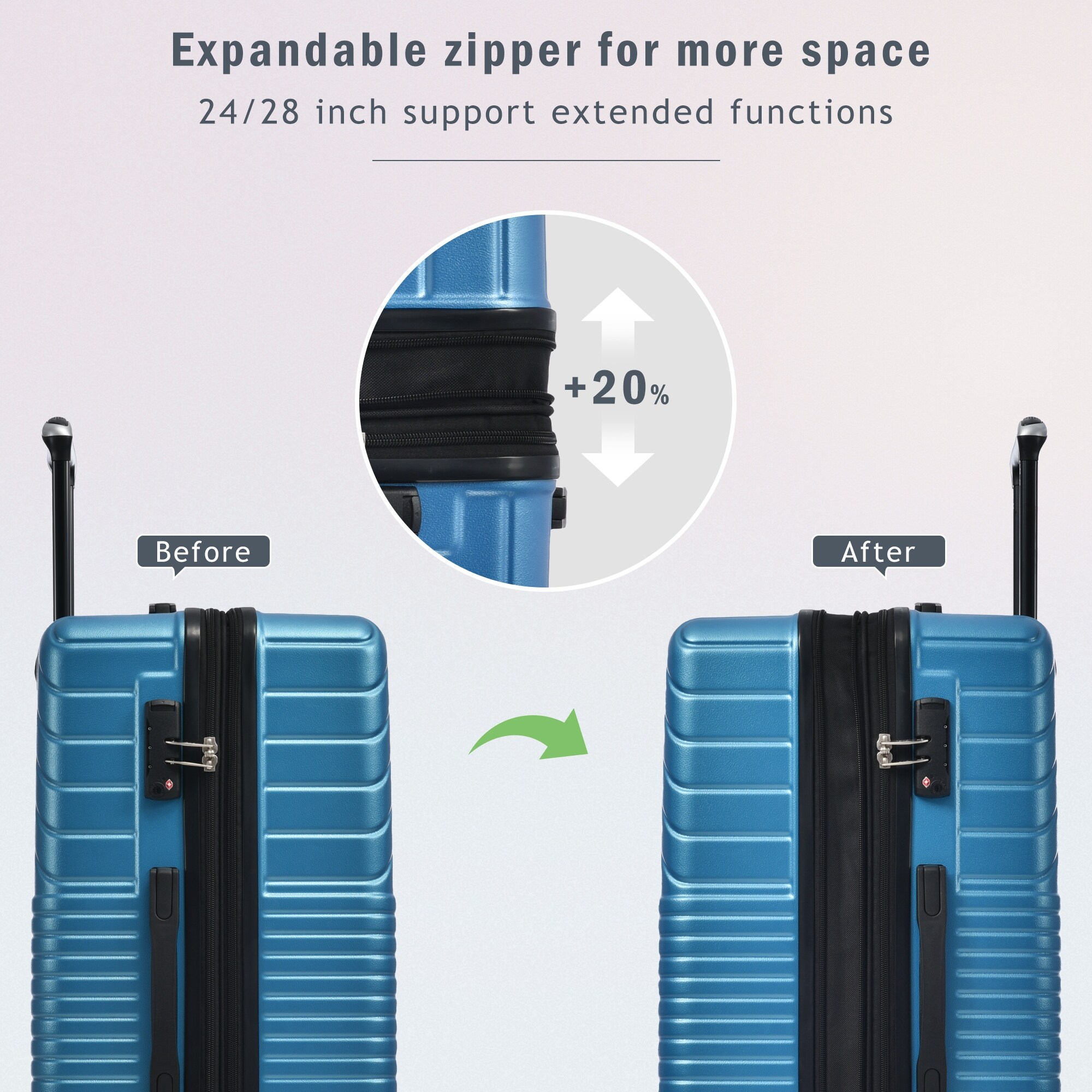 Travel Luggage Sets of 3,Hardshell Luggage with Double Spinner 8