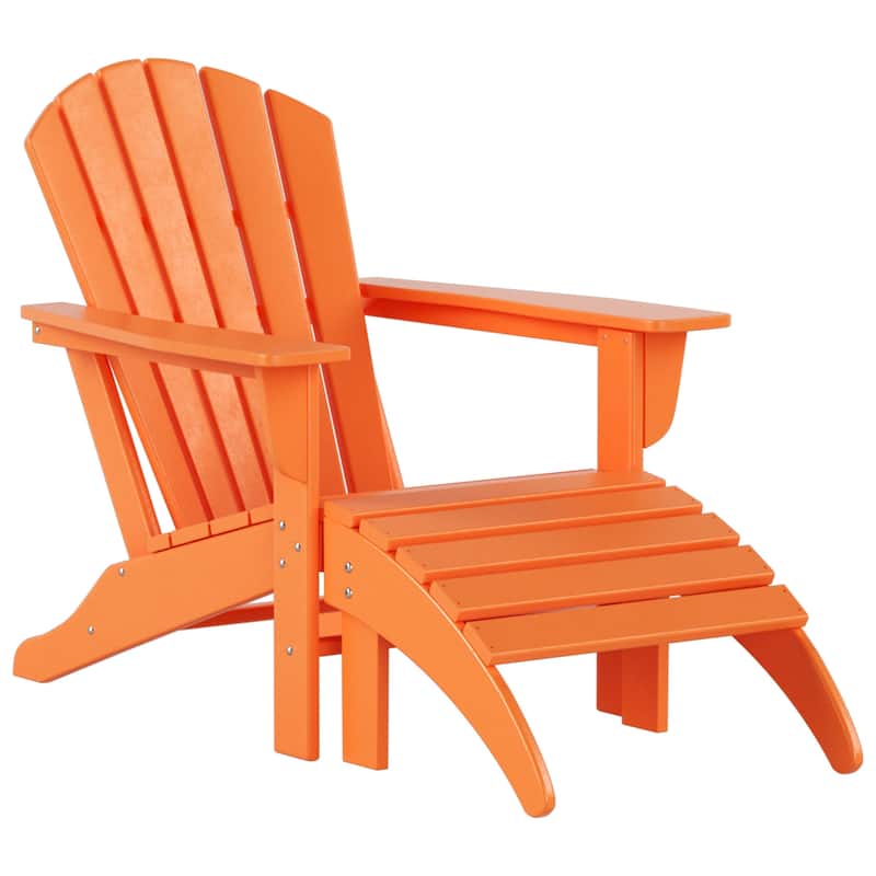 Altura Classic Outdoor Eco-Friendly All Weather Adirondack Chair with Ottoman (2-Piece Set)