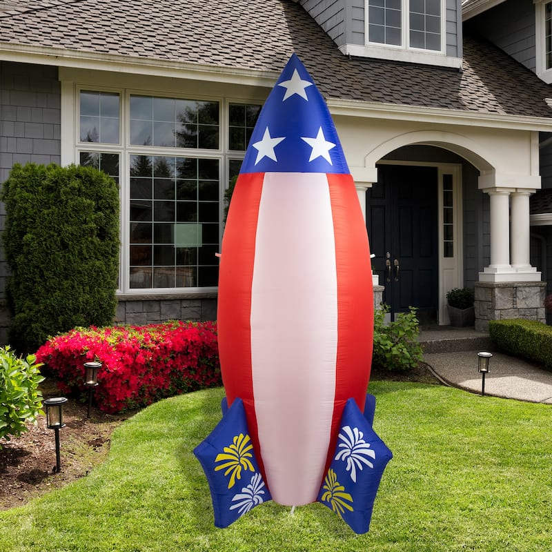 Inflatable LED 4Th of July Americana Rocket Outdoor Yard Decoration 8'