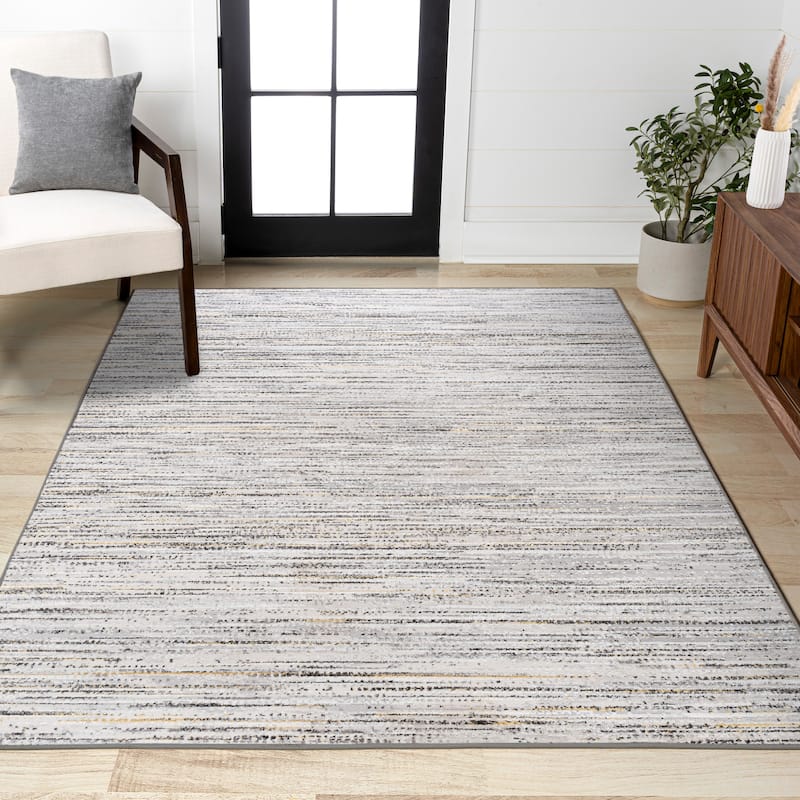 JONATHAN Y Slant Modern Strie' Area Rug - 8 X 10 - Gray/Black