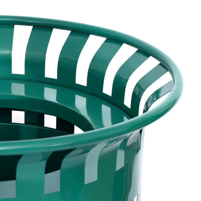 Commercial Outdoor Slatted Steel Trash Can with Inner Bin