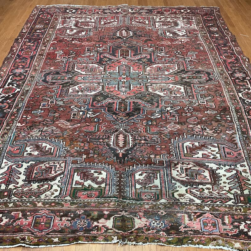 HERAT ORIENTAL Handmade 1940's Antique Heriz Wool Rug - 8'6" x 11'6"
