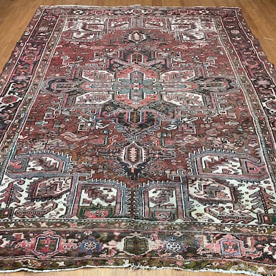 HERAT ORIENTAL Handmade 1940's Antique Heriz Wool Rug - 8'6" x 11'6"