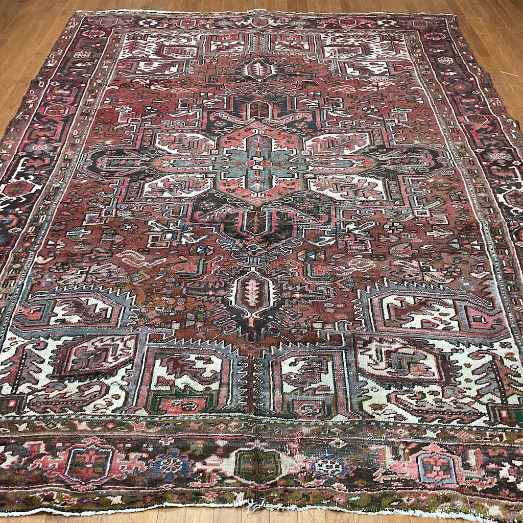 HERAT ORIENTAL Handmade 1940's Antique Heriz Wool Rug - 8'6" x 11'6"