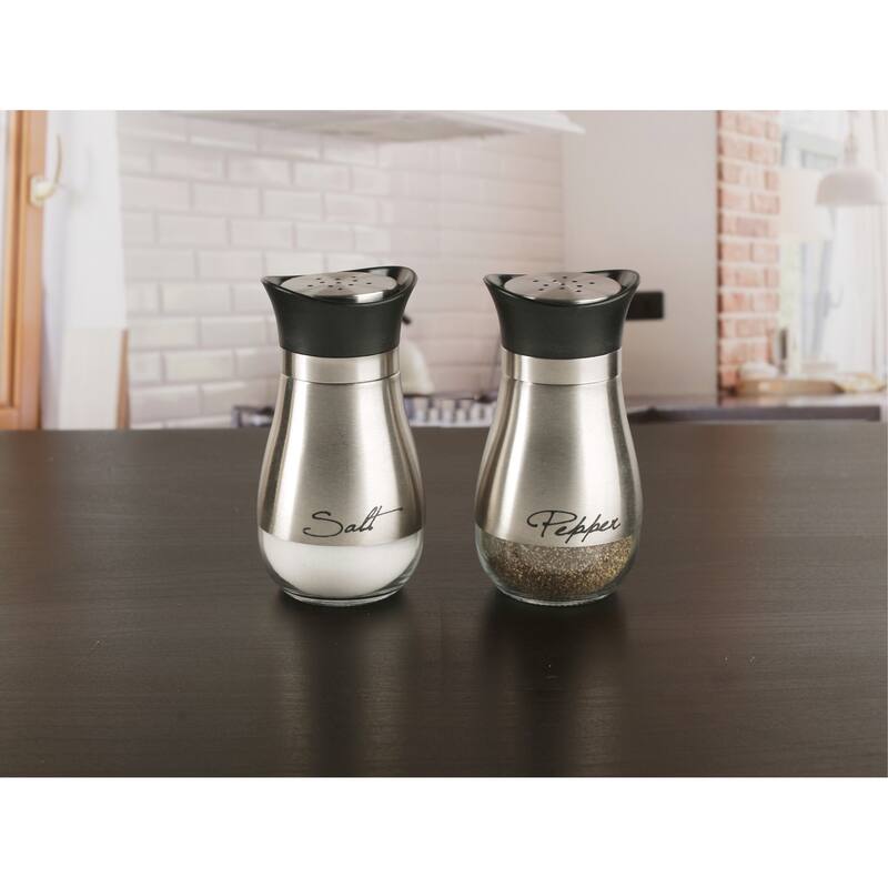 Circleware Cafe Contempo Silver and Glass 2pc Salt and Pepper (4.42oz. each)
