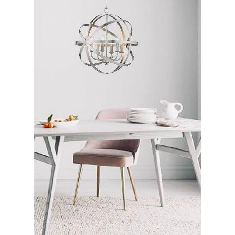 6 Light Geometric Orb Pendant in Satin Nickel