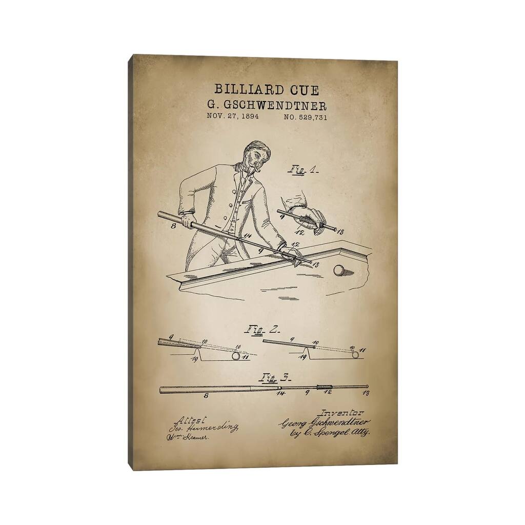 iCanvas "Billiard VI" by PatentPrintStore Canvas Print