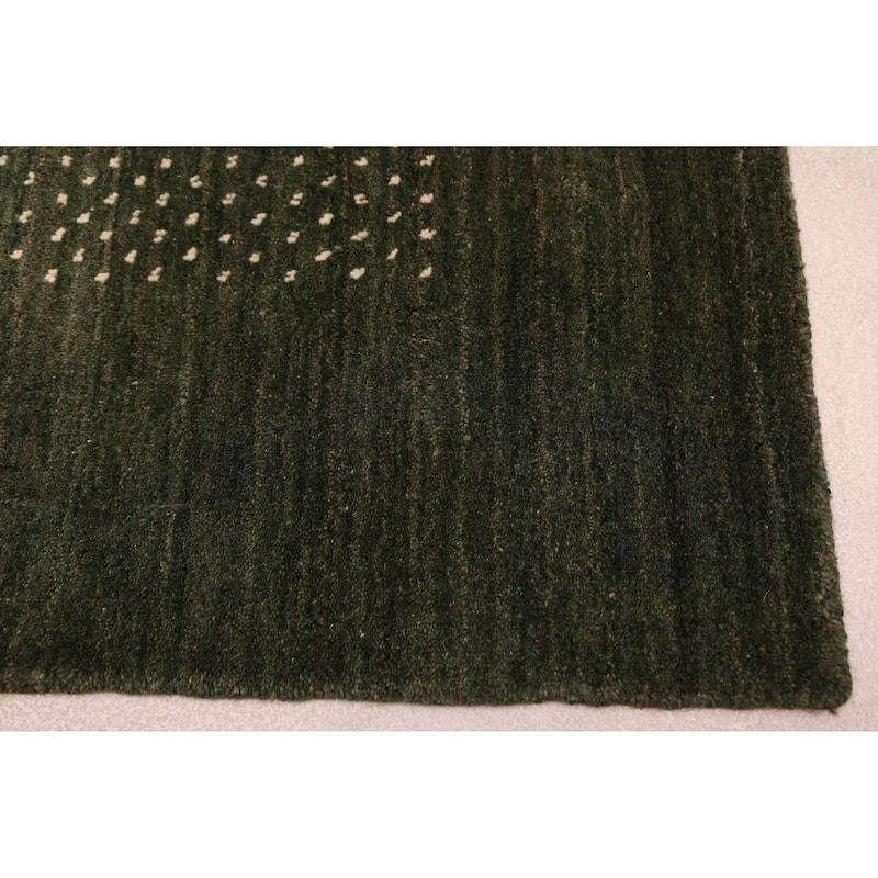 ECARPETGALLERY Hand Loomed Kashkuli Gabbeh Dark Green Wool Rug - 5'1 x 7'11