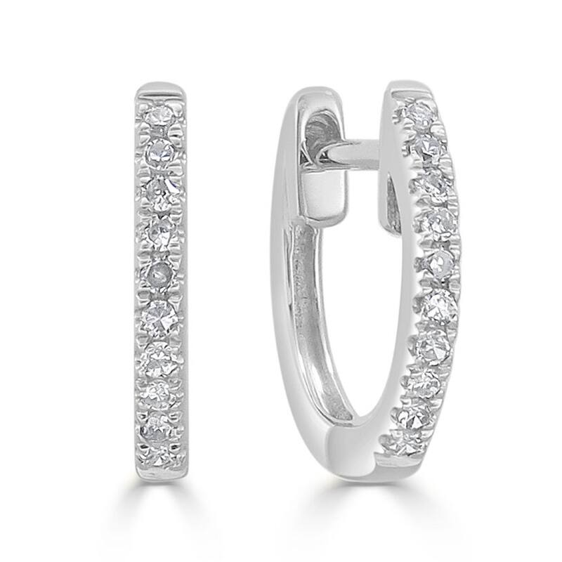 Joelle Diamond Huggie Earring For Her - 14k Gold Earrings 1/10 CTTW U-Shaped Hoops With Certified Diamonds Gifts for Her - White