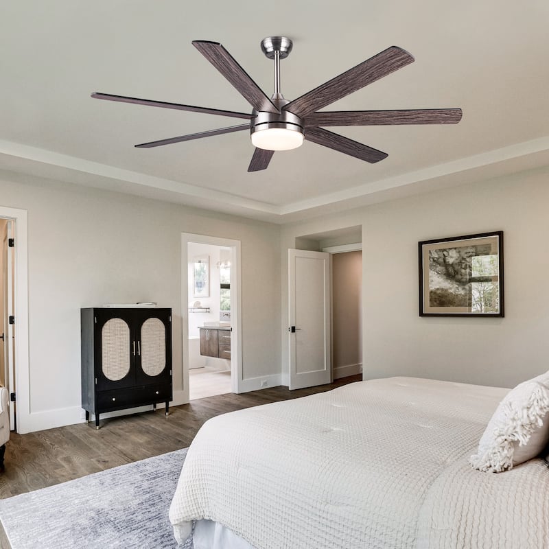 52"/66"/72"/76 Inch Modern Ceiling Fan with Dimmable LED Light ,Remote&APP Control,8 Blades for Large Living Room,Porch