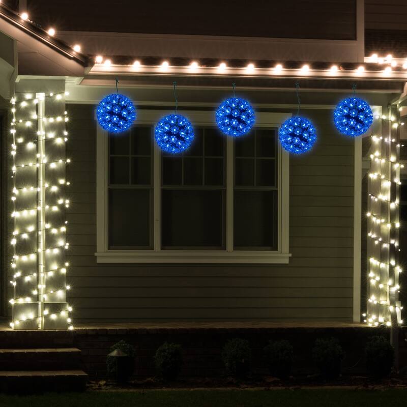 LED Lighted Hanging Starlight Sphere Outdoor Christmas Decoration- 6"