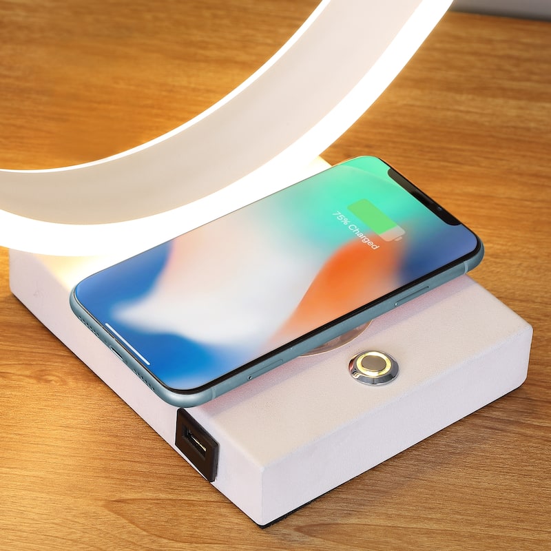 13.5 In. LED USB Wireless Charger Table Lamp