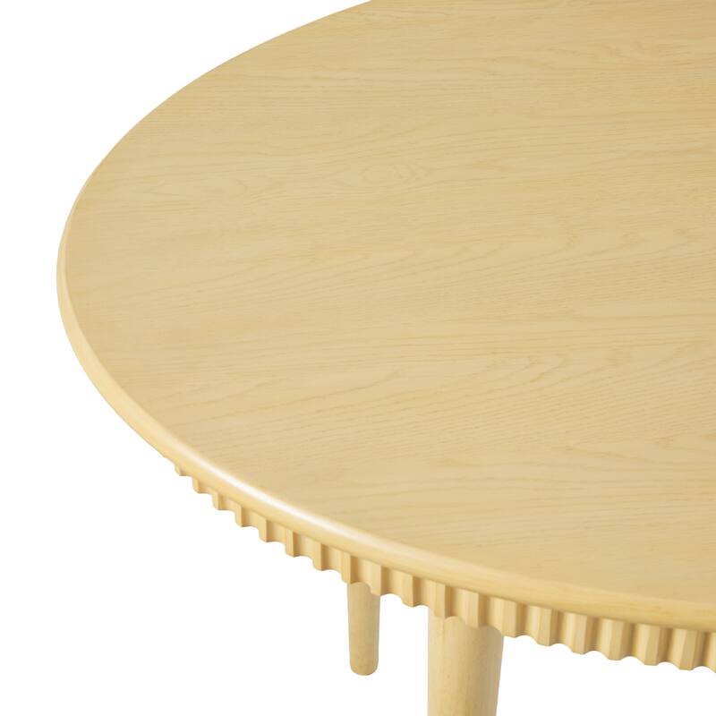 Walker Edison Modern Fluted Oak Wood Veneer Oval Dining Table for 4