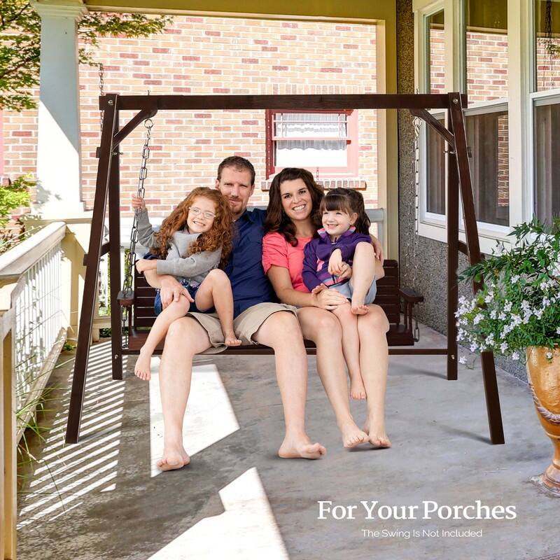 Carbonized Color Wood Swing Stand Suitable For 5ft Swing Chair - N/A