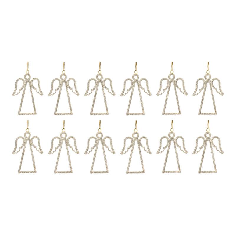Club Pack of 12 Jeweled Angel Outline Christmas Ornaments 5.25"