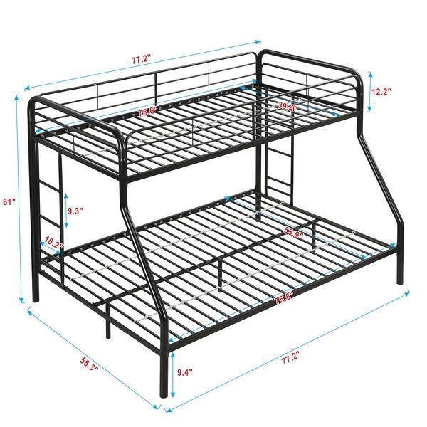 Twin Over Full Metal Bunk Bed, No Box Spring Needed, Large Under Bed Storage, Easy Assemble