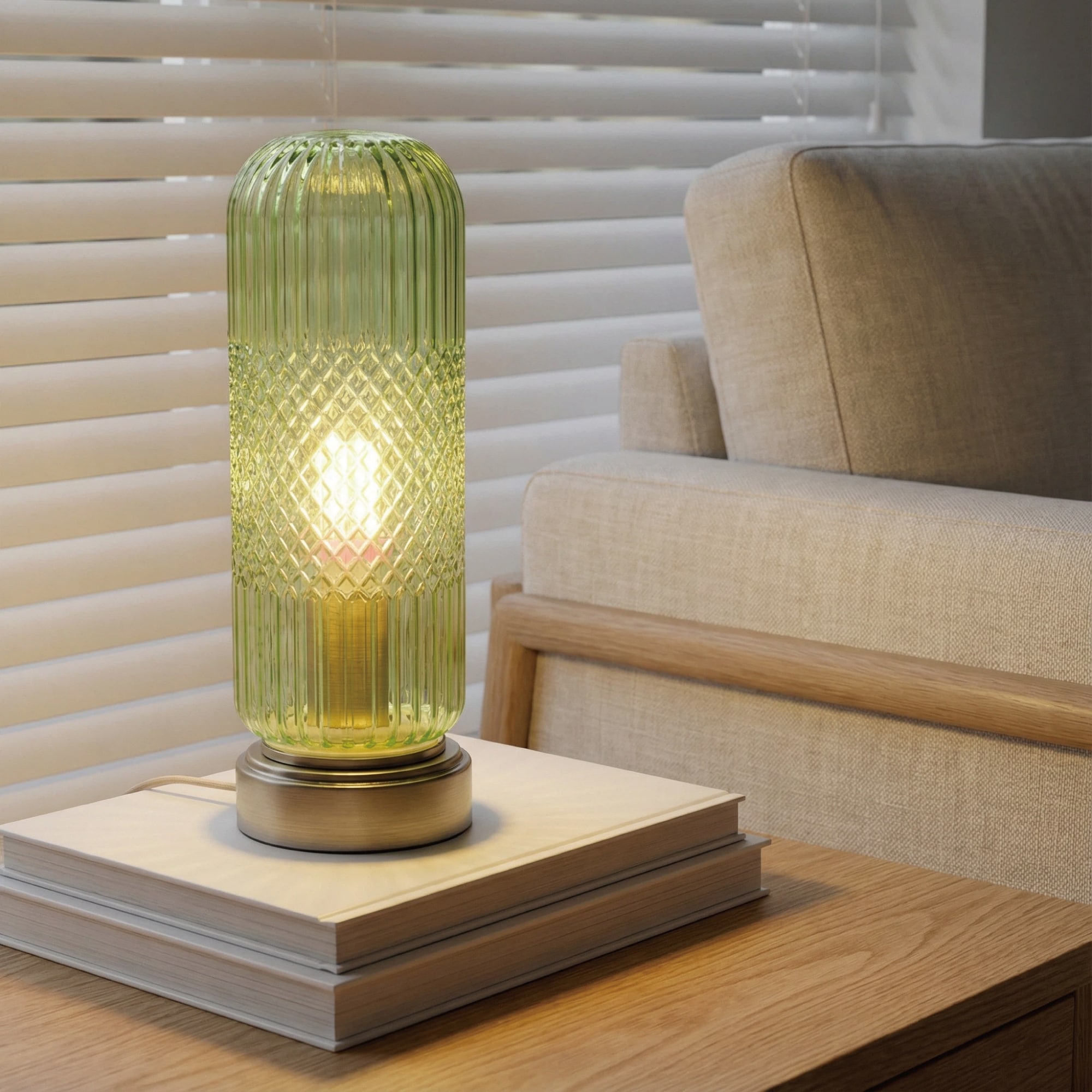 11.6'' Touch Control Glass Table Lamp with Antique Bronze Base, UL Listed, bulb not included - Bedside & Accent Lamp