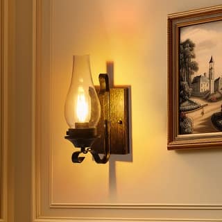 Set of 2 Rustic Farmhouse Wall Sconces, Vintage Industrial Plug-in Wall Lights