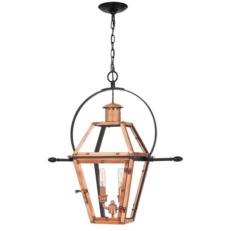 Rue De Royal 2-Light Outdoor Hanging Lantern in Aged Copper