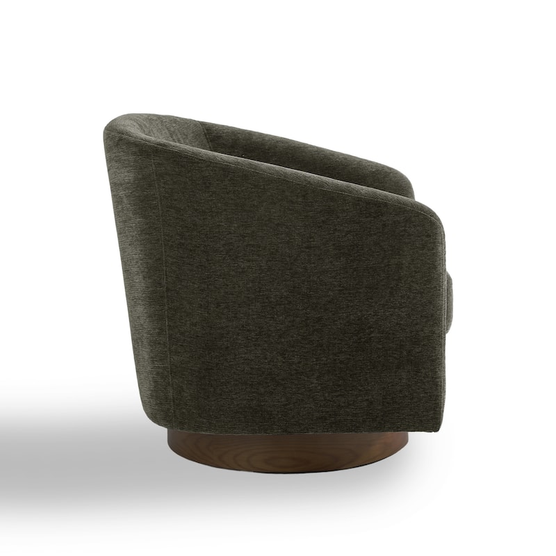 Faux Leather Wide Seat Swivel Barrel Chair
