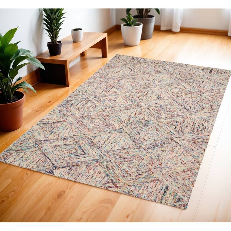 Cikoy Power Loomed Geometric Modern Soft Area Rug By HomeRoots - 69' X '45' X '0.5 - 69' X '45' X '0.5 - Oxford Blue - Rectangle