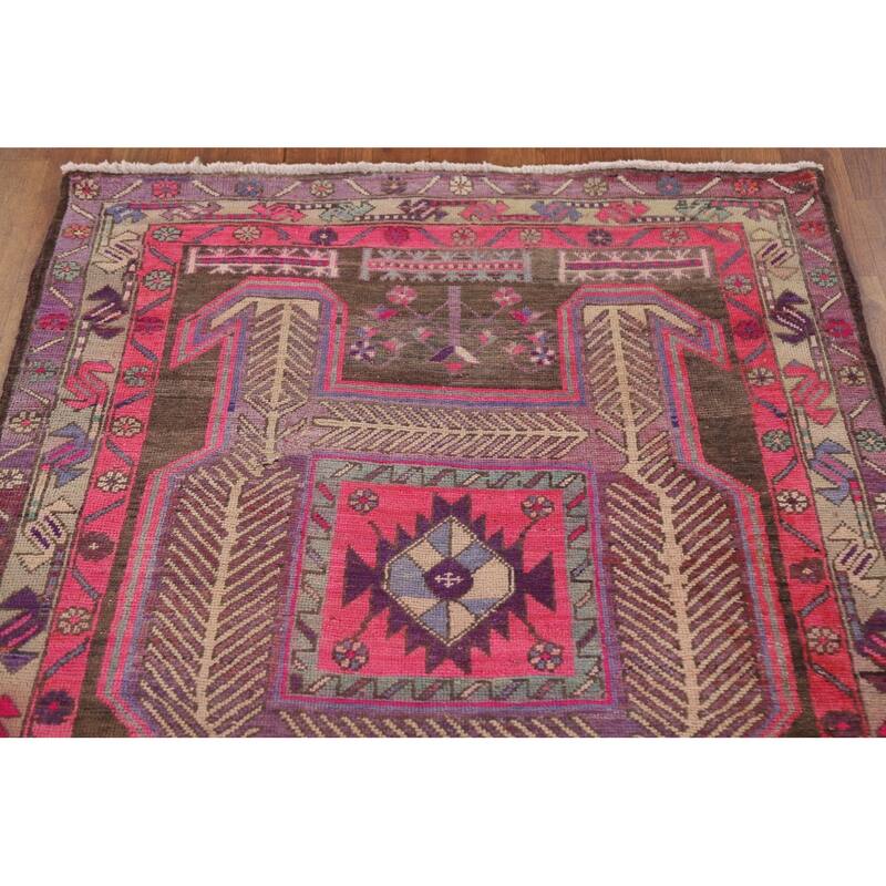 Meshkin Persian Antique Runner Rug Handmade Wool Carpet - 3'7" x 10'6"