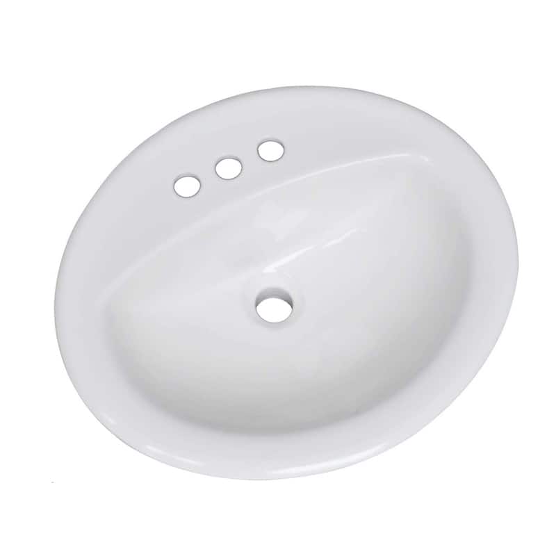 Highpoint Collection White Oval Porcelain Vitreous China Drop-in Vanity Sink