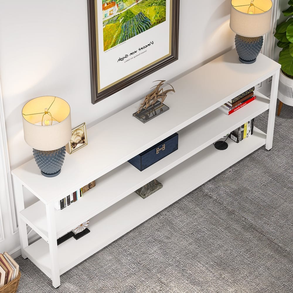 Extra Long Sofa Console Table with Storage for Entryway
