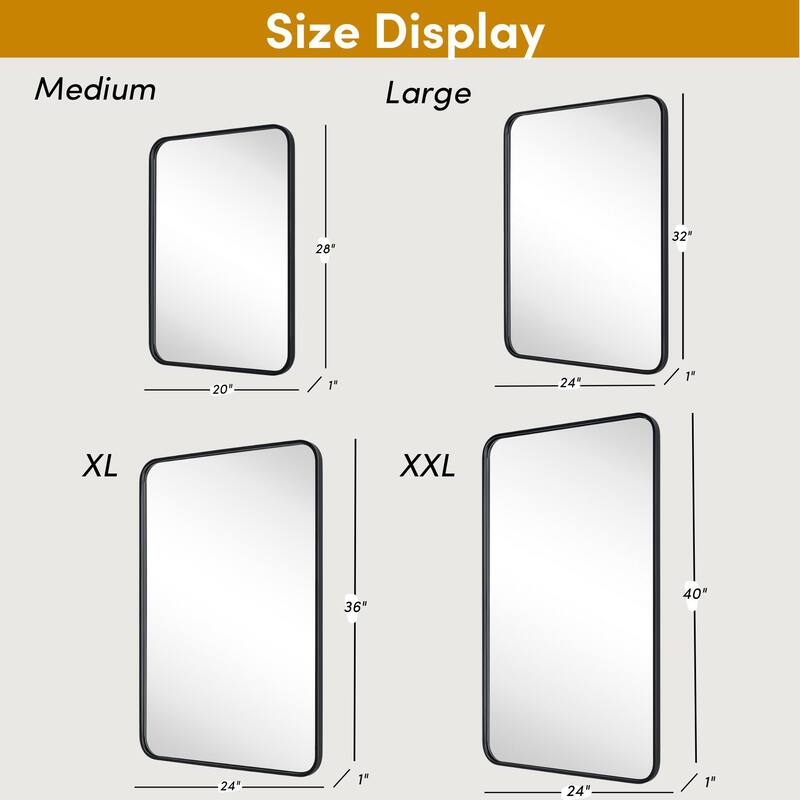 Rounded Rectangle Bathroom Vanity Mirror, Vertically/Horizontal Hanging