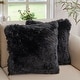 preview thumbnail 116 of 136, Cheer Collection Super Soft Shaggy Long Hair Throw Pillows Set of 2 Plush Accent Cushions 22" x 22" - Black