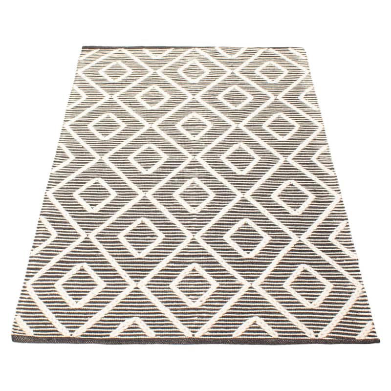 ECARPETGALLERY Braid weave Sienna Black Wool Rug - 4'9 x 7'9