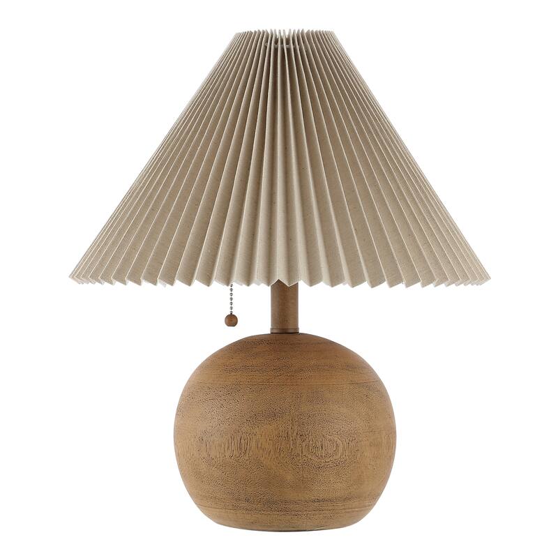 Arvid 17.25" Coastal Scandinavian Resin/Iron Sphere LED Table Lamp with Pleated Shade and Pull Chain, by JONATHAN Y