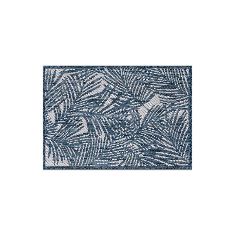 World Rug Gallery Contemporary Palm Leaf Textured Flat Weave Indoor/Outdoor Area Rug